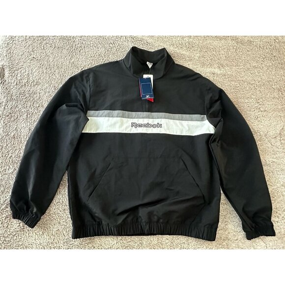 Reebok Classics Ivory League Retro Track Jacket Black Mens L, 1/4 Zip New - Picture 4 of 15
